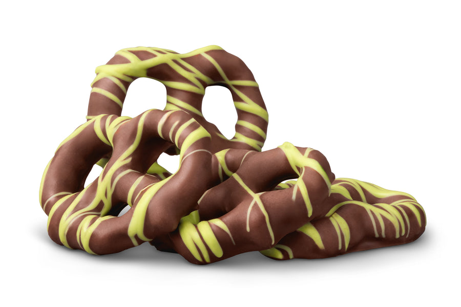 Milk Chocolatey Mini Pretzels with Pistachio Flavored Drizzle X1