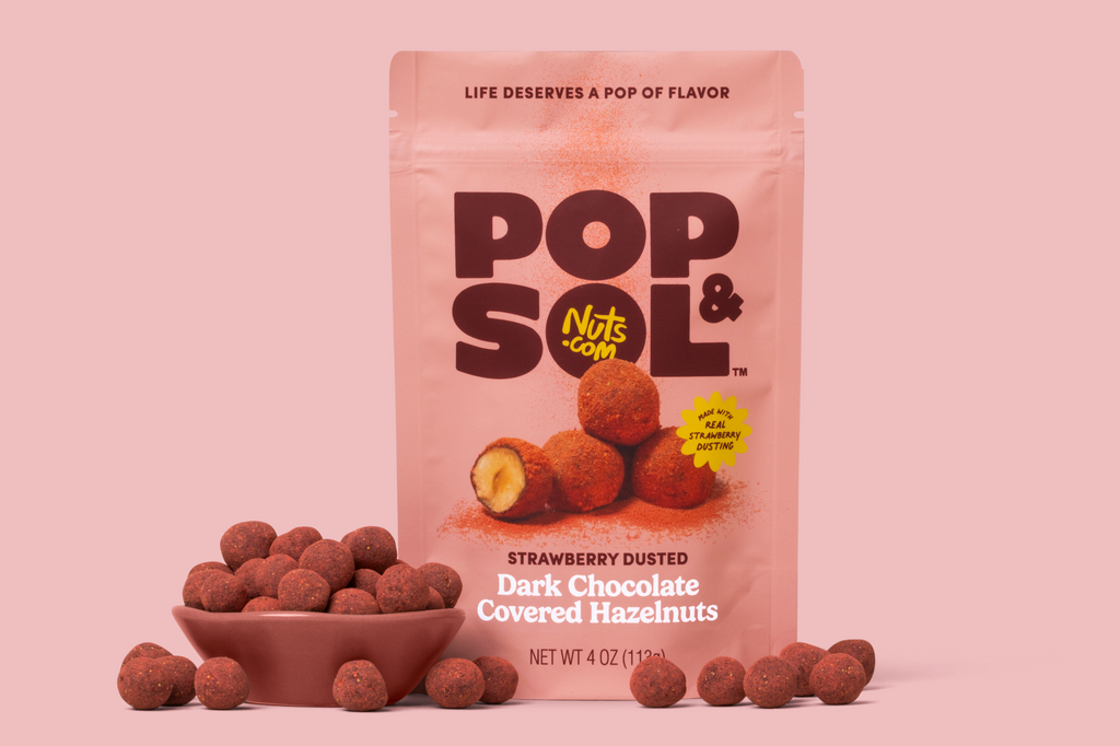 Strawberry Dusted Dark Chocolate Covered Hazelnuts A6