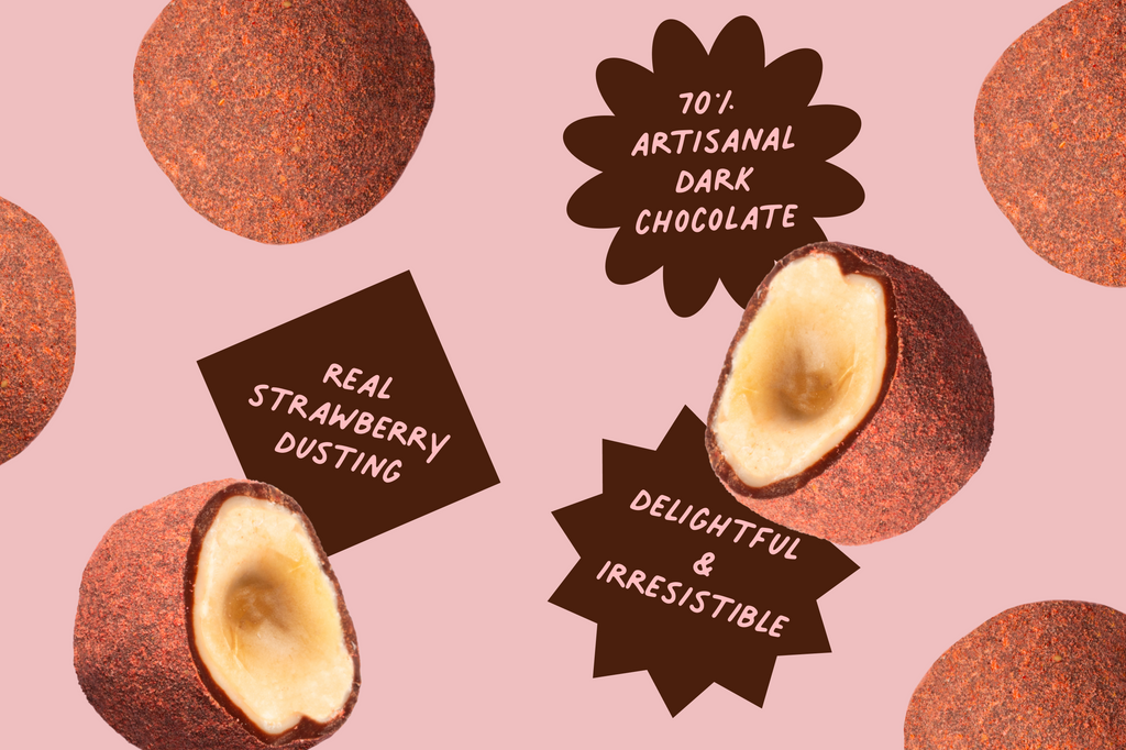 Strawberry Dusted Dark Chocolate Covered Hazelnuts A6
